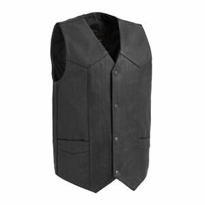 Black Leather Vest First Manufacturing Texan Western Style  Size L